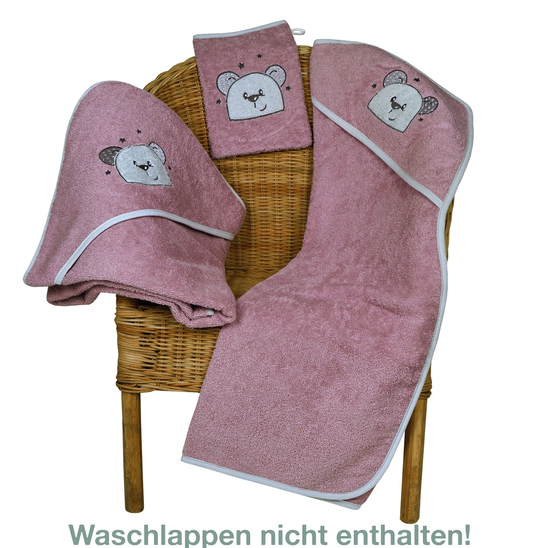 Kapuzenhandtuch totale Ansicht Maulwurf rosa