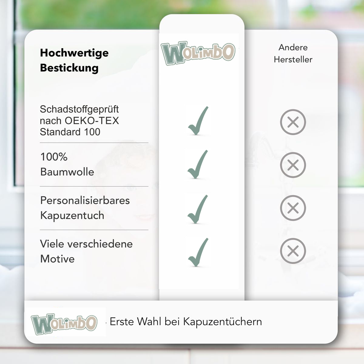 Eigenschaften Wolimbo Kapuzenhandtuch