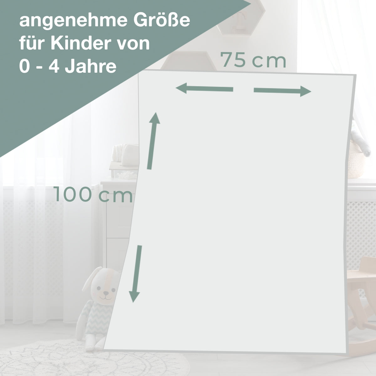 Größenangabe der DUO Decke 75 x 100 cm