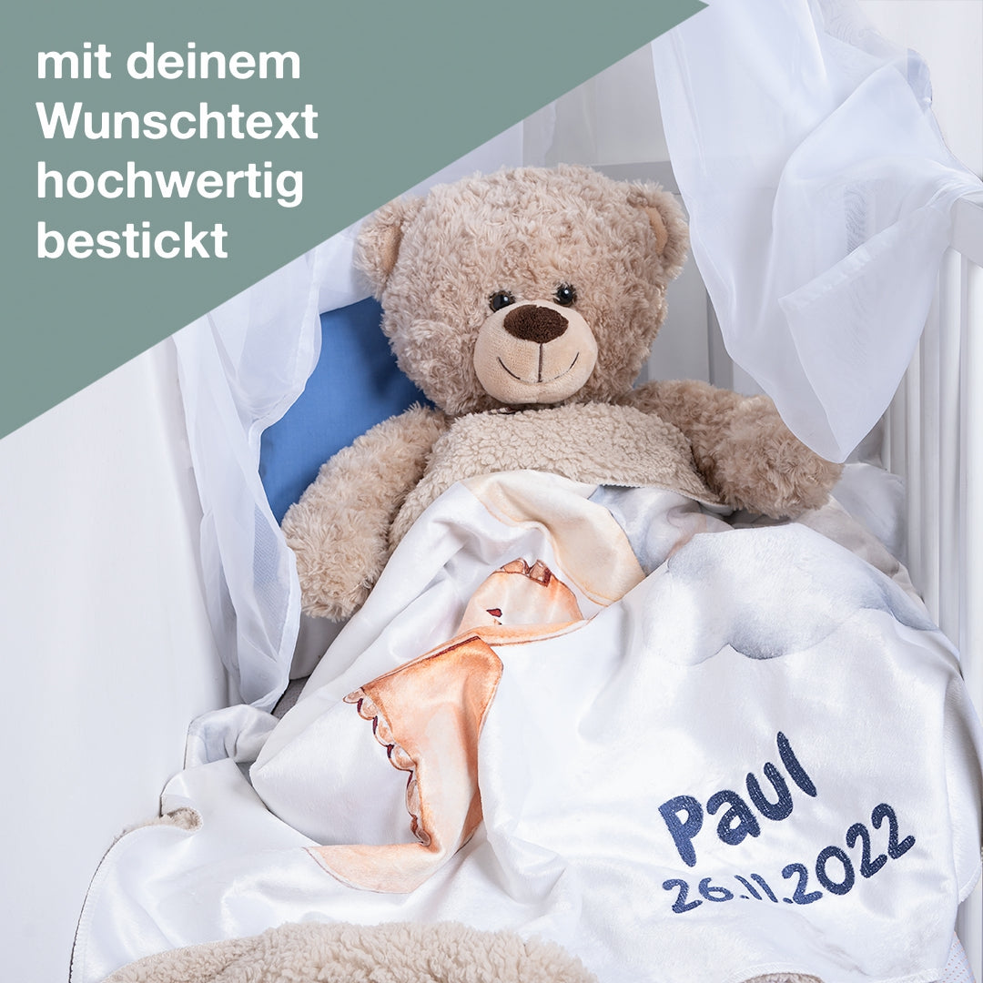 Teddy mit bestickter DUO Decke