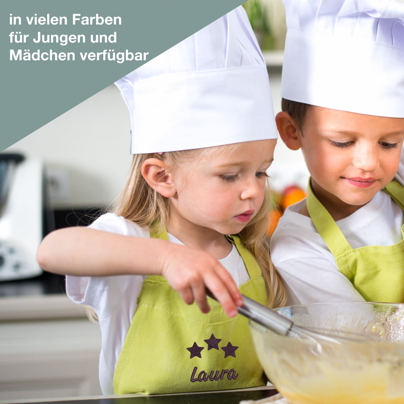 Kinder backen mit personalisierter Kochschürze von Wolimbo