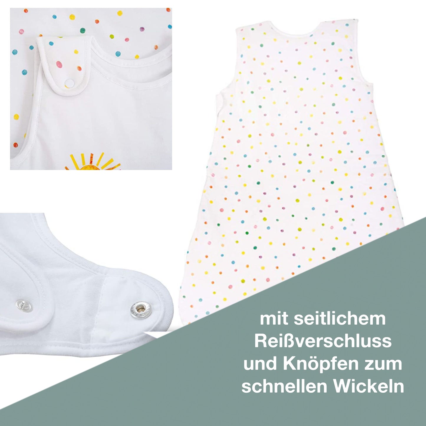 Bild zum seitlichen Reißverschluss und zu den Druckknöpfen