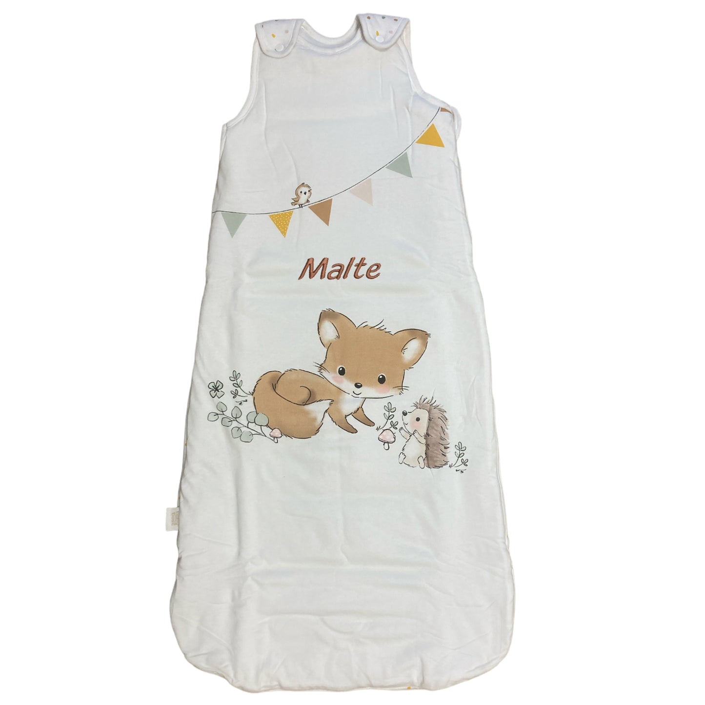 Schlafsack Waldfreunde mit Namen bestickt für Babys und Kleinkinder