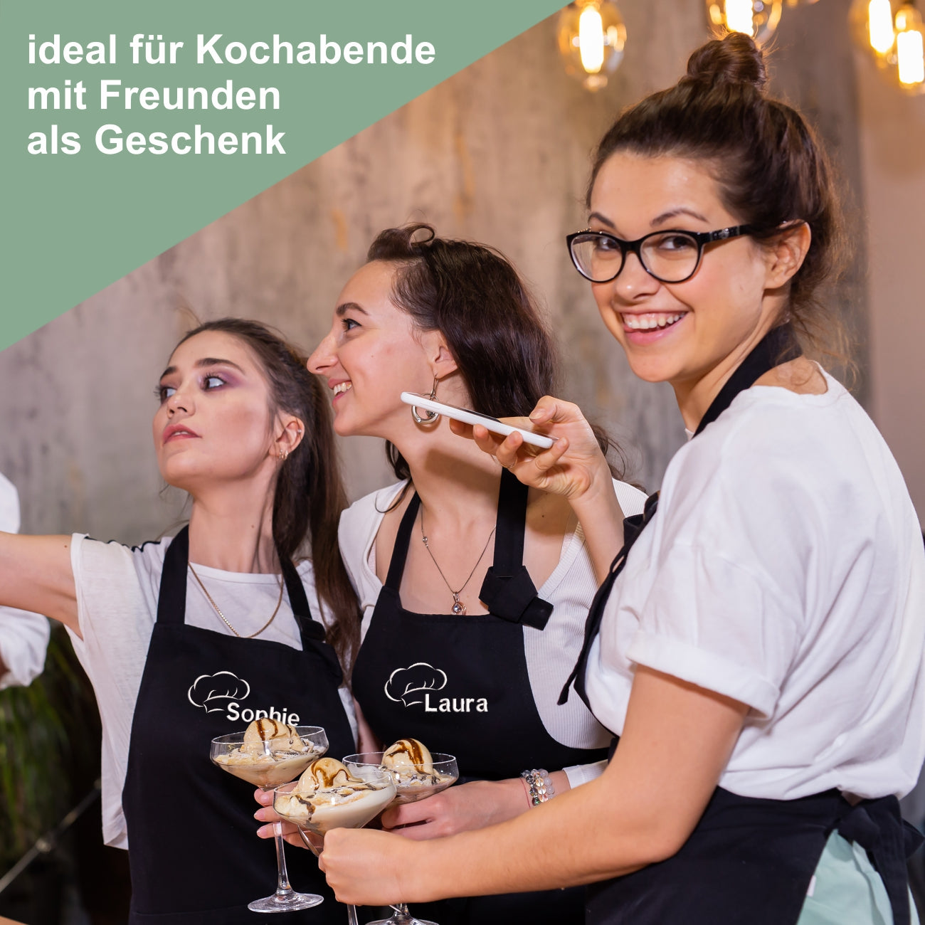 Mädelskochabend mit bestickten Schürzen von Wolimbo