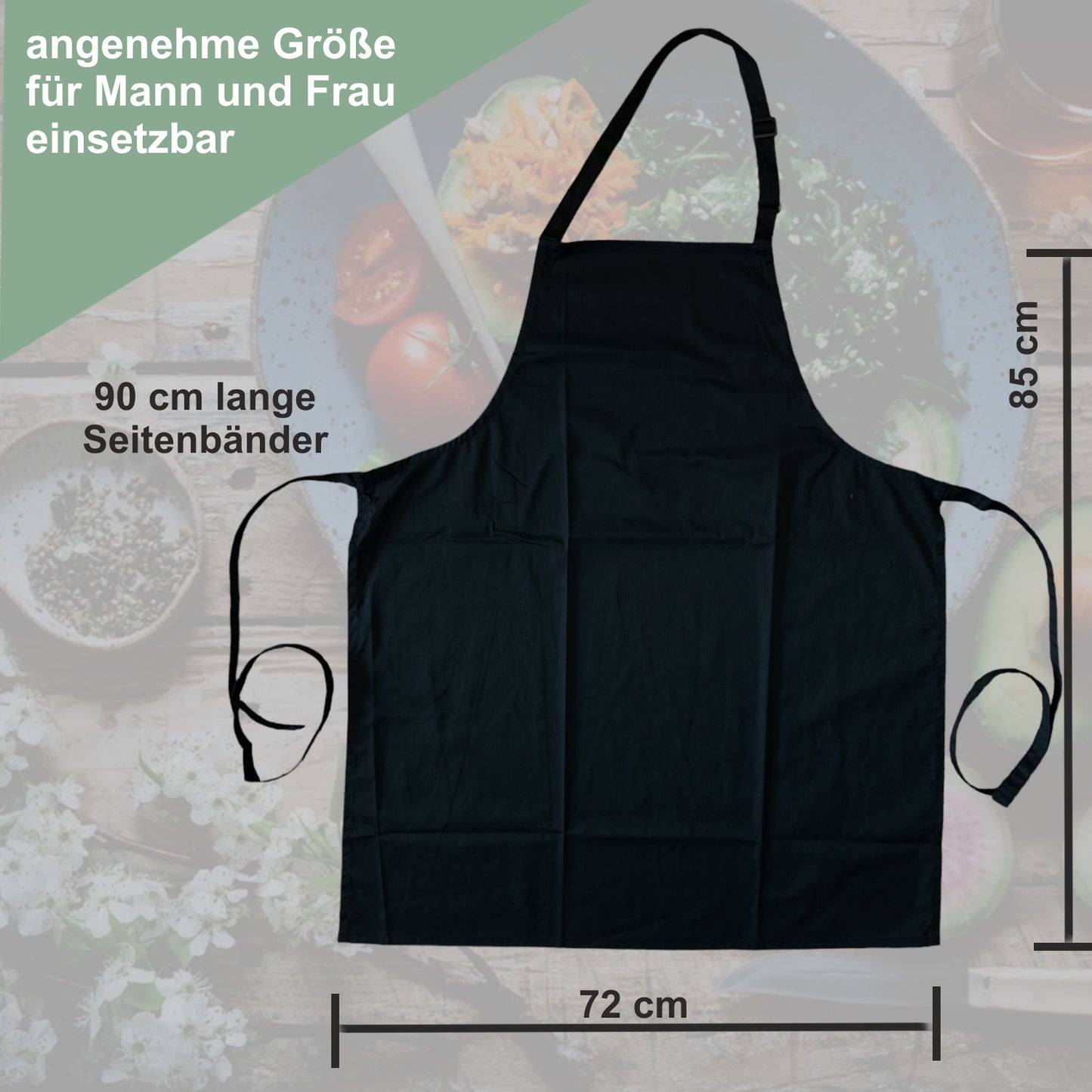 Größenangabe der Schürze 85 x 72 cm