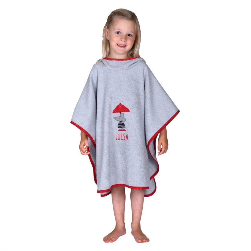 Poncho Maus Motiv mit Namen bestickt