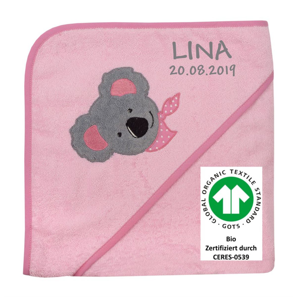Babyhandtuch blau Koala mit Namen