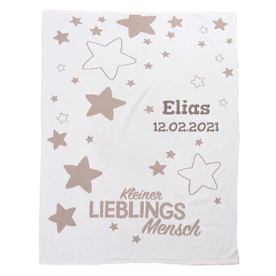 Strickdecke Lieblingsmensch mit Namen Babydecke