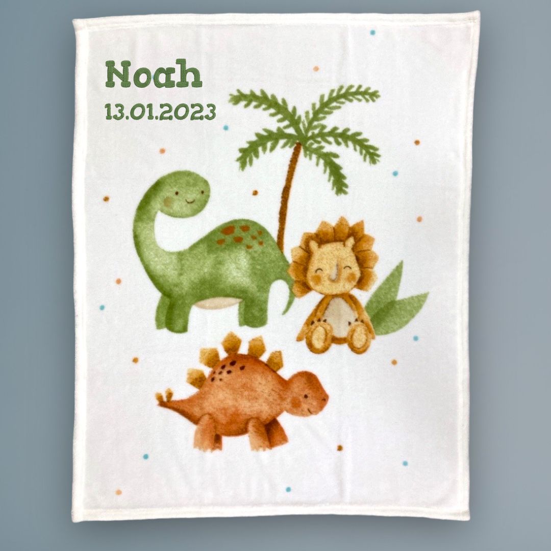 Dinos Decke mit Namen bestickt von wolimbo