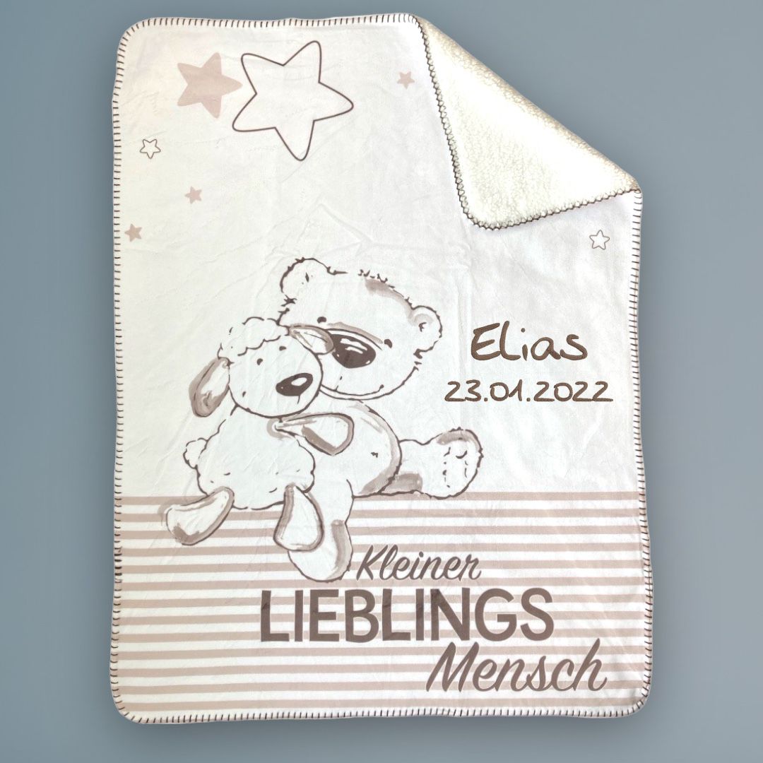 Duo Babydecke Lieblingsmensch mit Namen bestickt