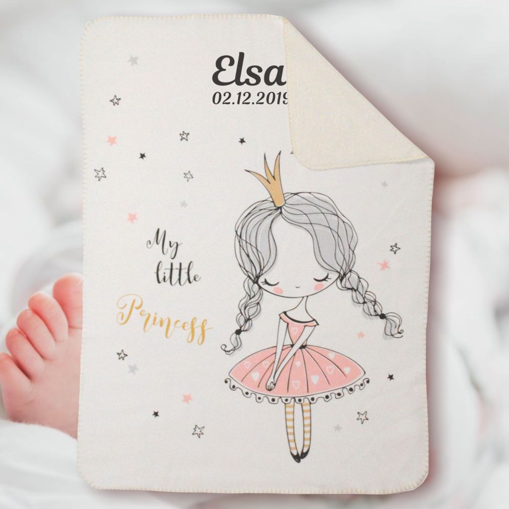 Kleine Prinzessin Babydecke mit Namen