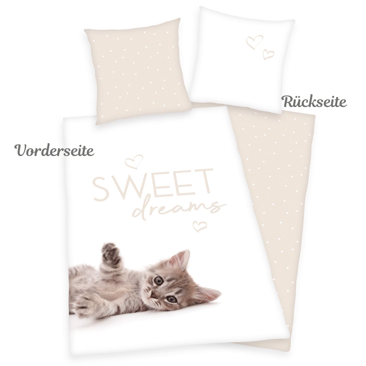 Vorder- und Rückseite Katzen Bettwäsche