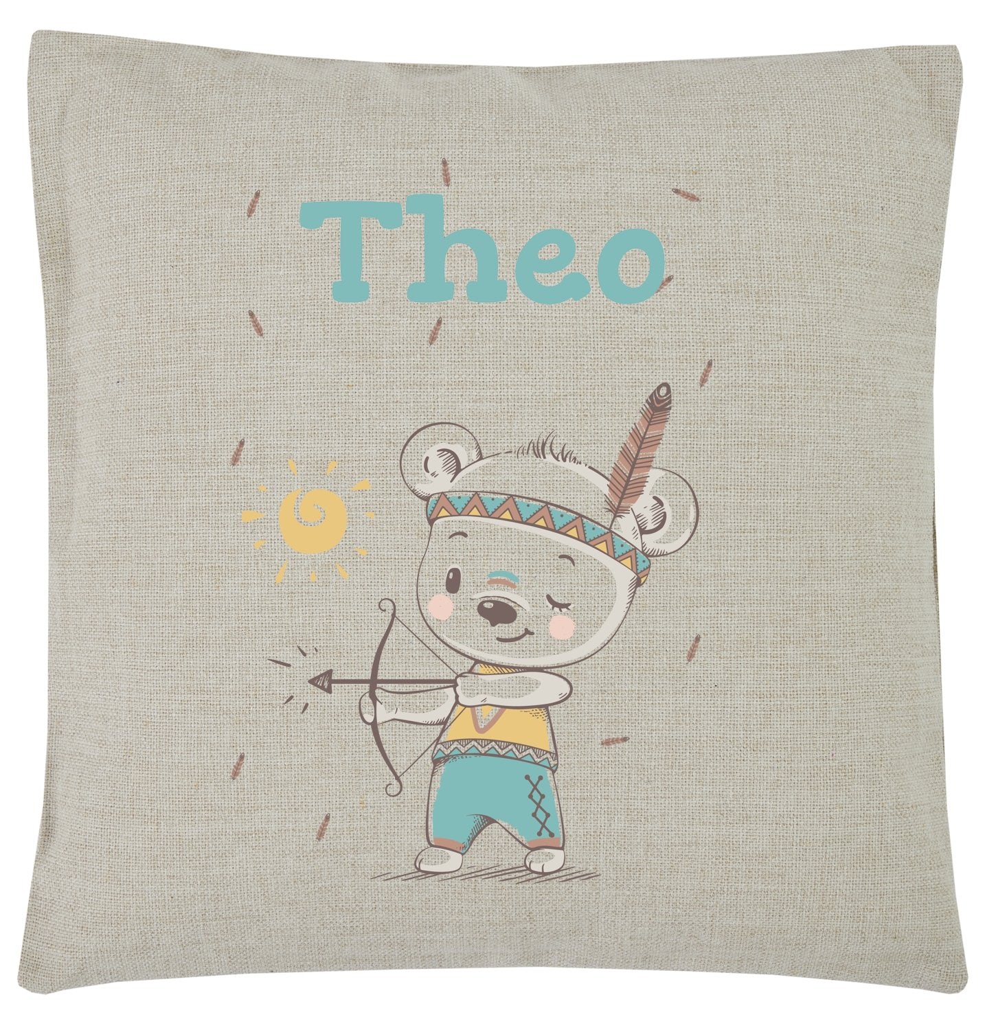 Wolimbo WSD Kissen mit Namen natur 40x40cm Indianer Motiv