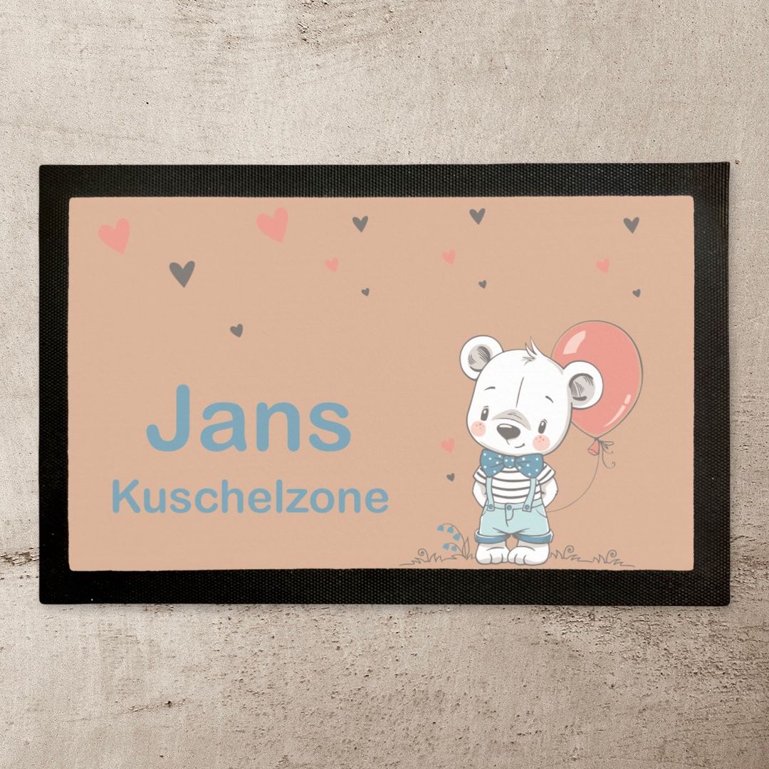 Fußmatte für Kinder Bär mit Ballon und Namen