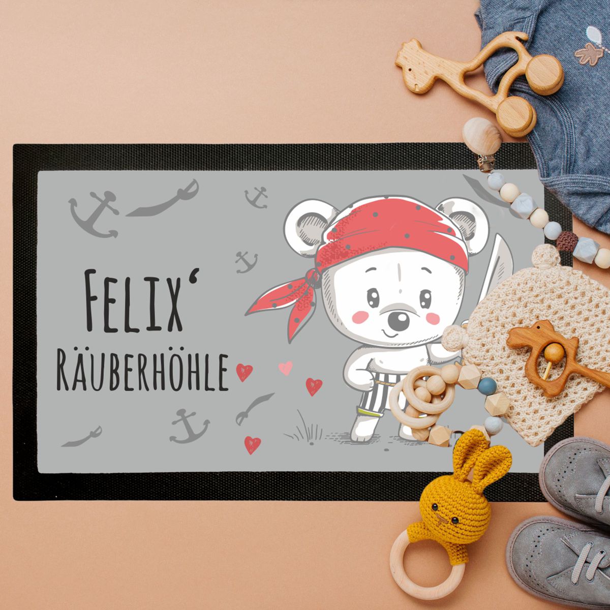 Pirat Kinder Fußmatte mit Namen