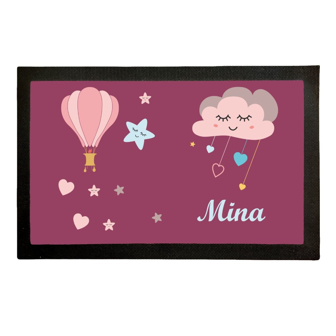Beispiel Kinderfussmatte mit Namen Wolken Motiv