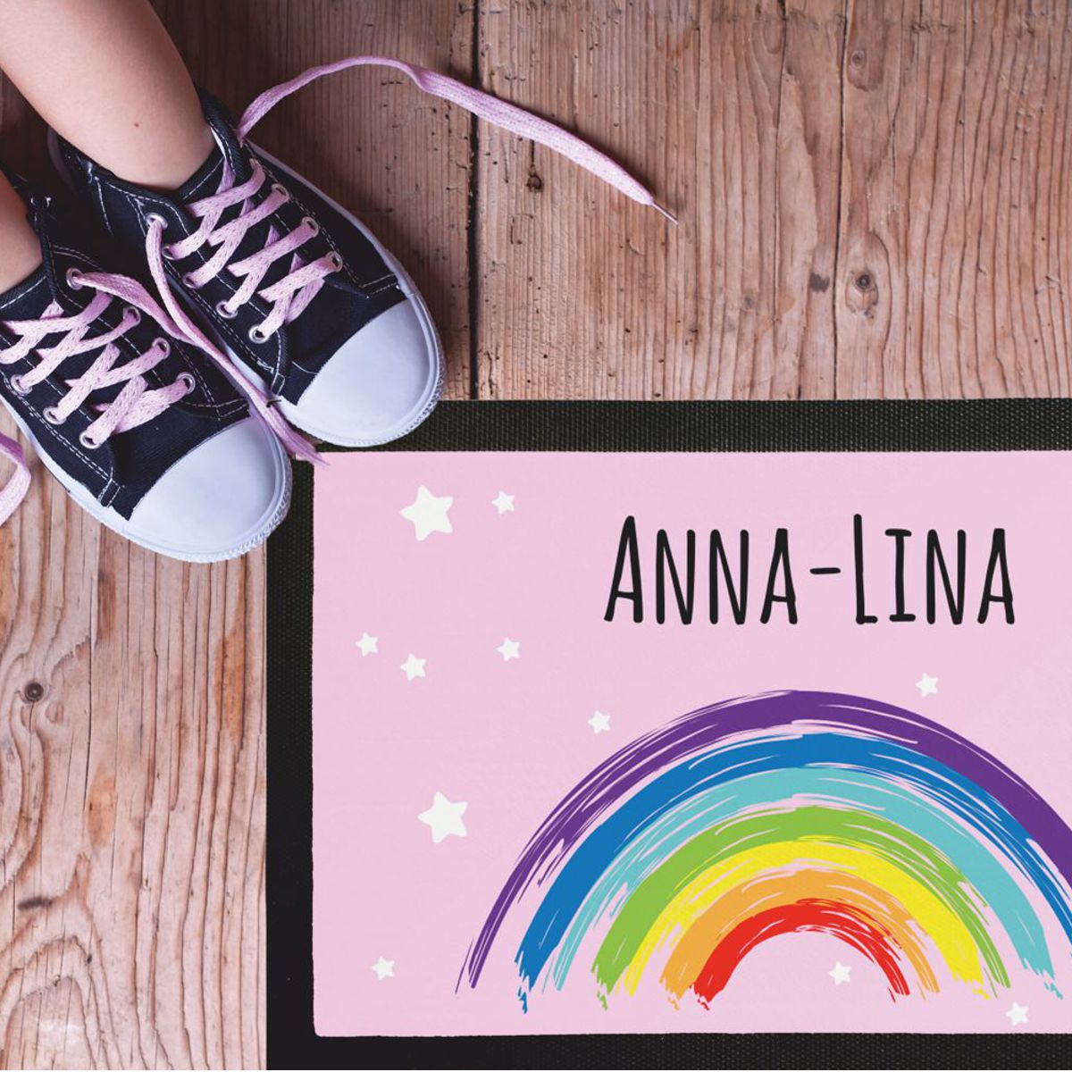 regenbogen-pink Fußmatte mit Namen