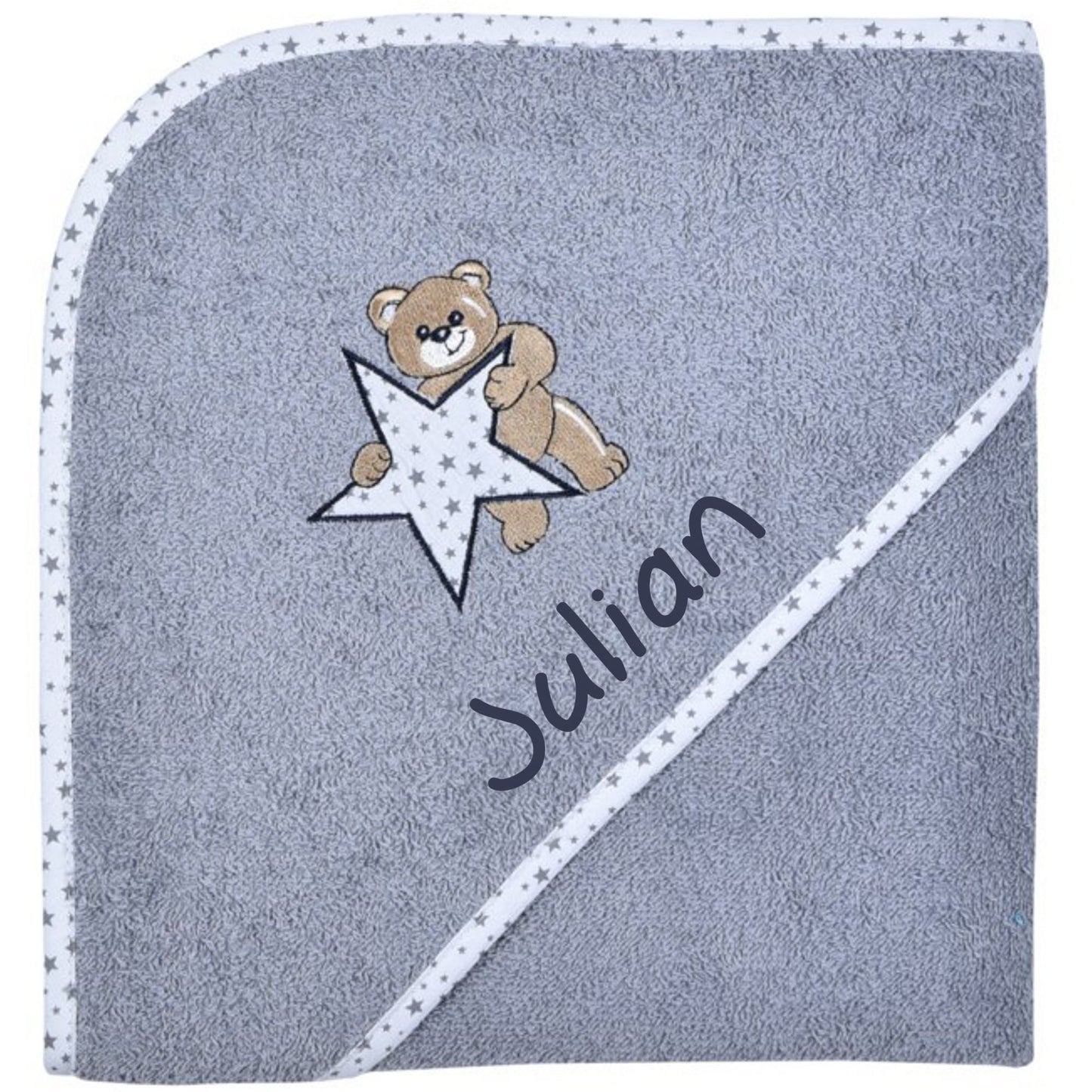 Babyhandtuch Bär Stern mit Namen