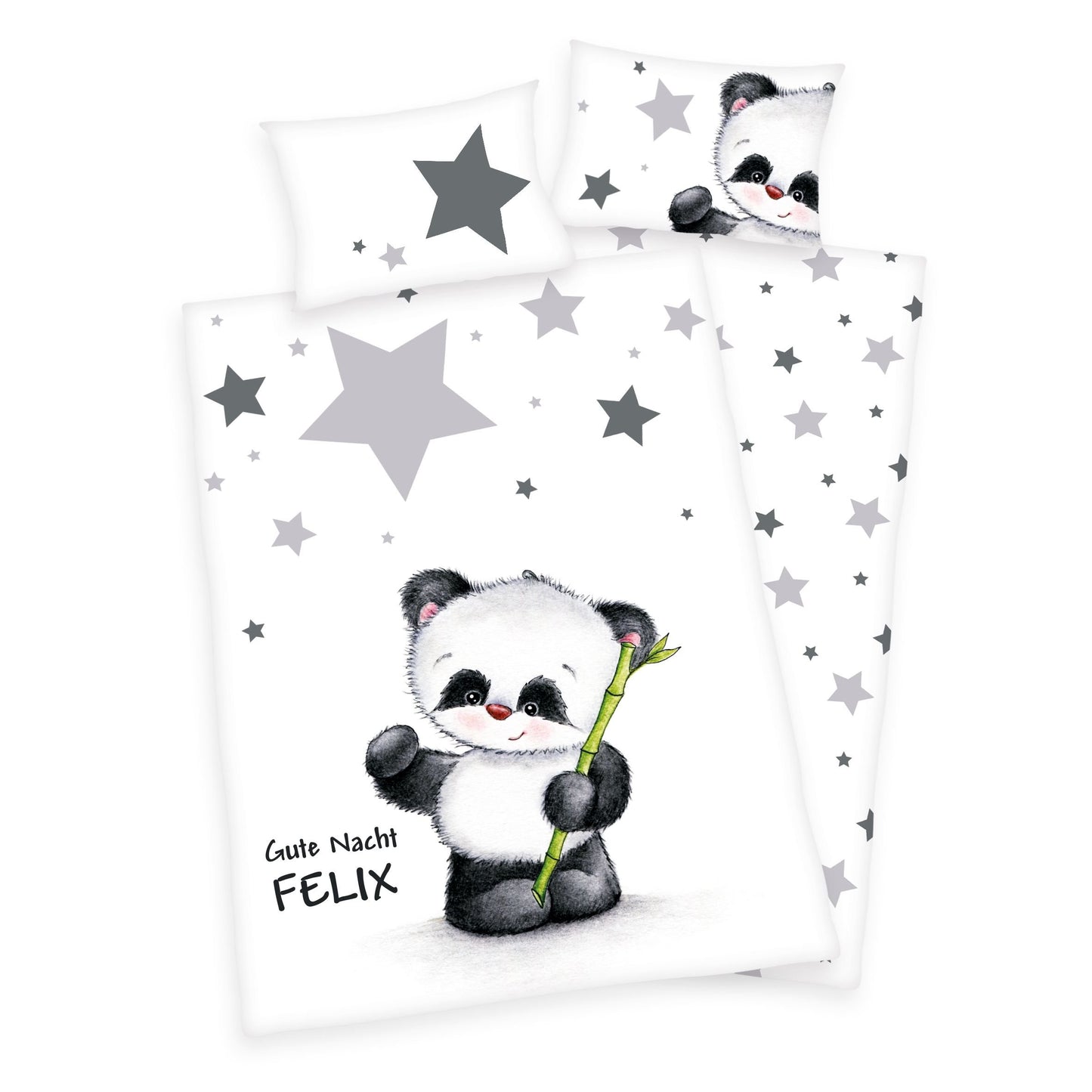Panda Bettwäsche mit NAmen bestickt