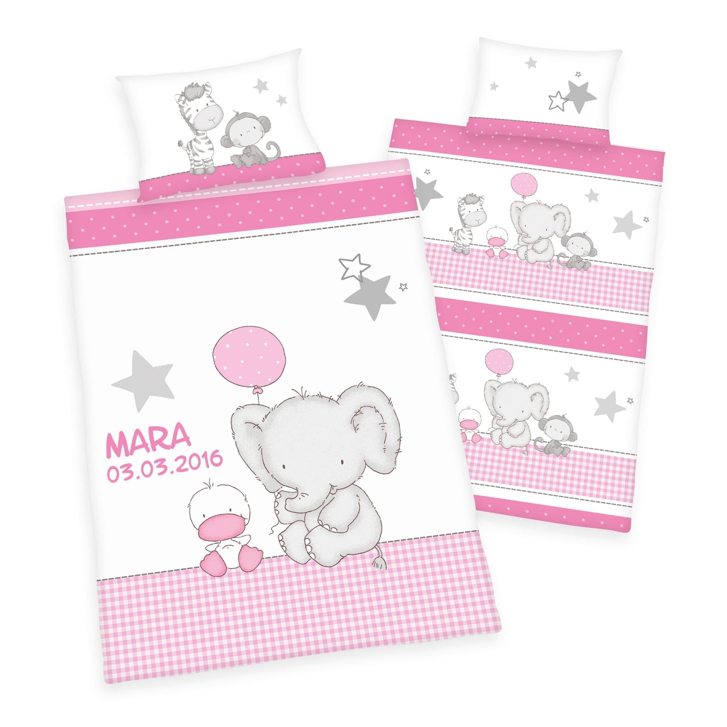 Babybettwäsche Elefant mit Namen bestickt