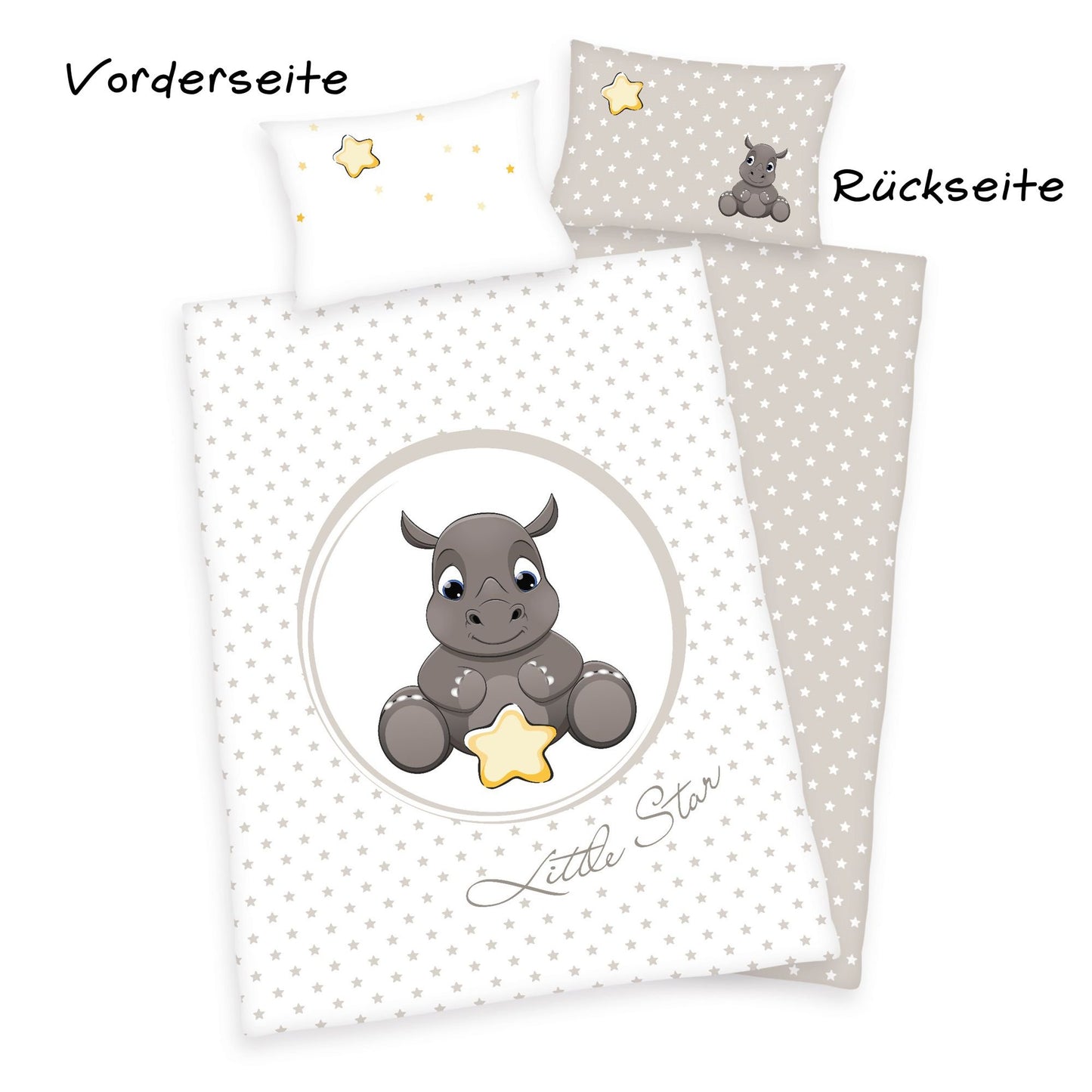 Nashorn Bettwäsche Vorder- und Rückseite