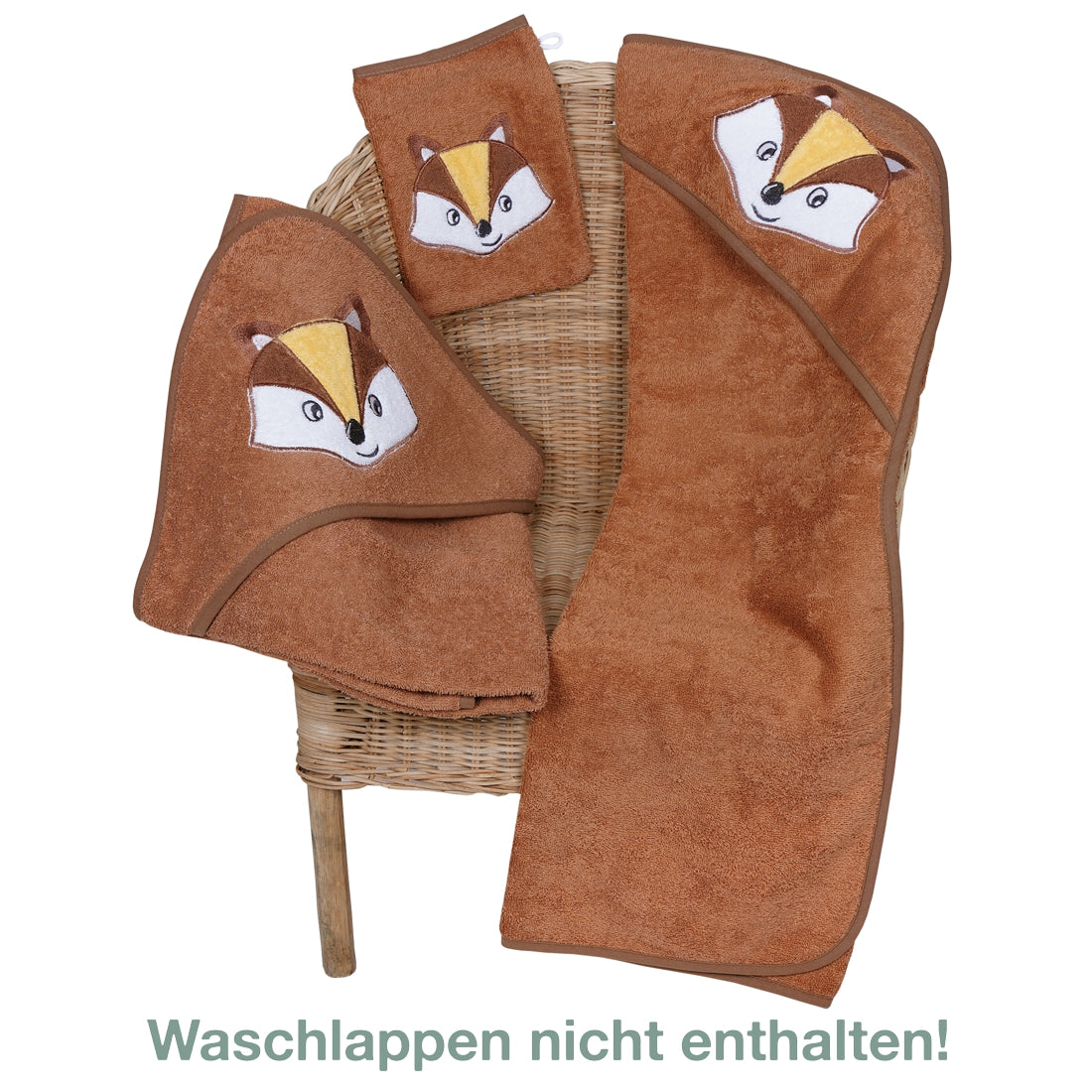 Detailansicht Fuchs-Kapuzenhandtuch mit Namen