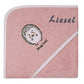 besticktes Handtuch mit Namen Igel Motiv rosa