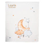 Babydecke mit Namen Mond und Sterne Motiv bestickt mit dem Namen Laurin