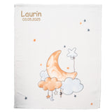 Babydecke mit Namen Mond und Sterne Motiv bestickt mit dem Namen Laurin