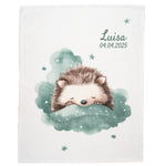 Babydecke Igel Motiv mit Namen bestickt Bespiel-Bild