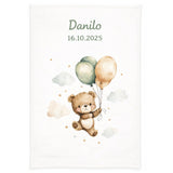 Babydecke Ballon Teddy ganze Ansicht mit Namen bestickt
