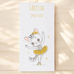 Bedrucktes Handtuch mit Katze als Ballerina und individuellem Namen