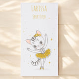 Bedrucktes Handtuch mit Katze als Ballerina und individuellem Namen