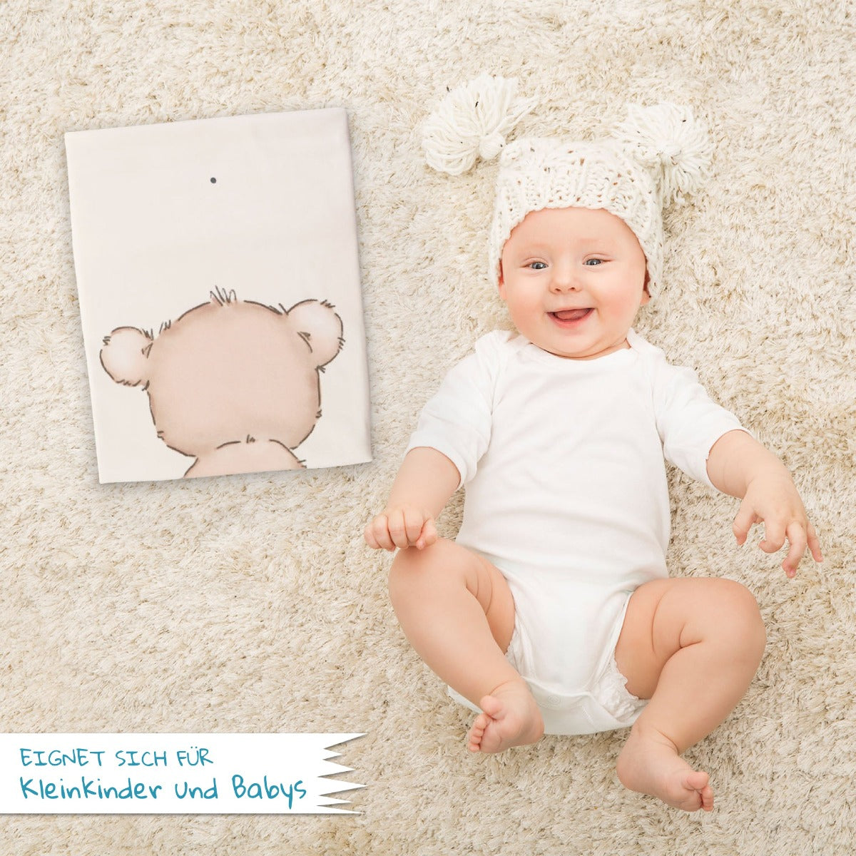 Baby mit Decke Softpeach mit Namen bestickt von wolimbo