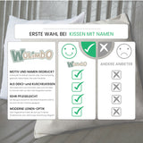 Wolimbo WSD Kissen mit Namen natur 40x40cm verträumtes Häschen - Leinen-Optik