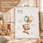 Babydecke mit Teddy und Ballons in der Größe 75 × 100 cm