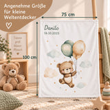 Babydecke mit Teddy und Ballons in der Größe 75 × 100 cm