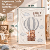 Babydecke mit Ballonfahrt-Motiv in der Größe 75 x 100 cm