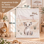 Größenangabe der Babydecke mit Leopardenbaby Motiv
