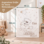 Braune Babydecke mit Namen und Bärchenmotiv in 75 × 100 cm