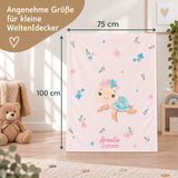 Personalisierte Babydecke mit Schildkrötenmotiv in 75 x 100 cm