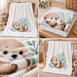 Babydecke mit Schnuffel-Otter-Motiv in mehreren Detailansichten