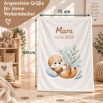 Größenansicht der Babydecke mit 75 × 100 cm