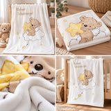 Schutzengel-Babydecke mit Teddy-Motiv und weicher Flauschstruktur