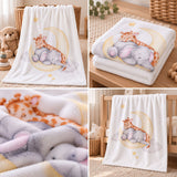 Babydecke mit Namen bestickt Tiere auf Mond 75x100cm