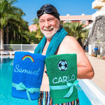 Geschenk für Opa oder Oma mit einem Handtuch bestickt mit Namen
