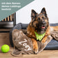 Hundedecke in taupe mit Namen bestickt von wolimbo