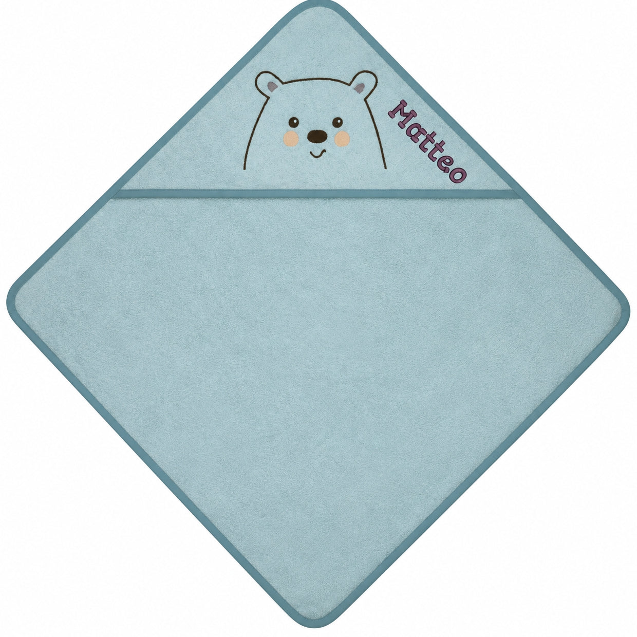 Kapuzenhandtuch Eisbär in Mint mit gesticktem Namen Matteo