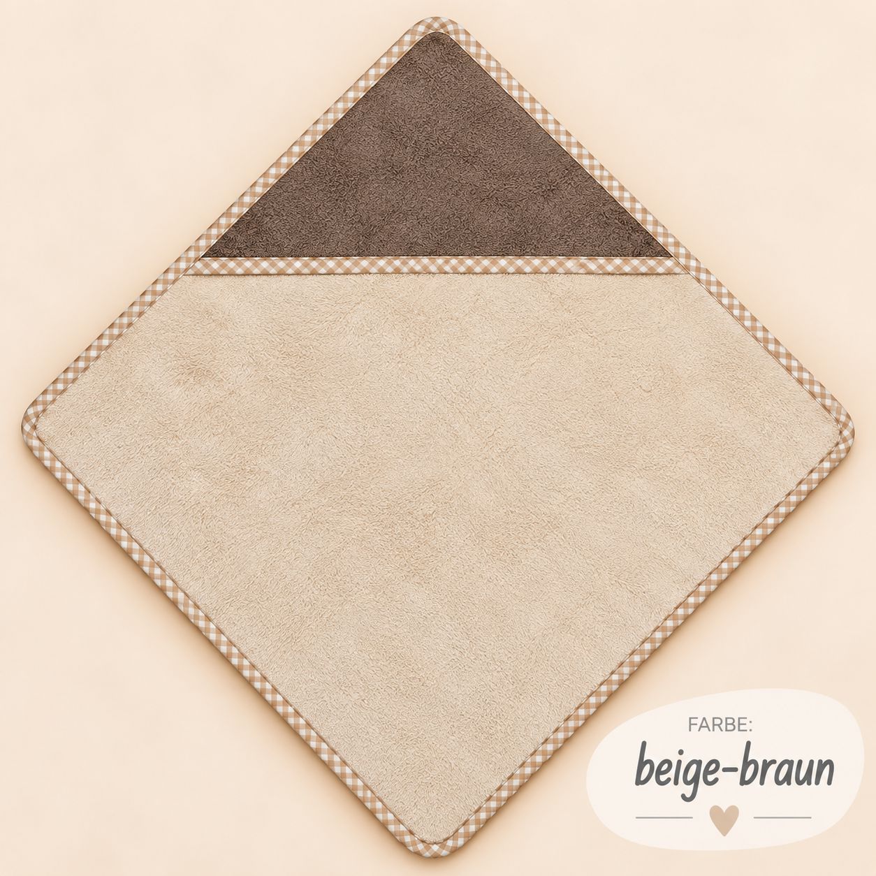 Kapuzenhandtuch komplett ausgebreitet in Variante beige-braun