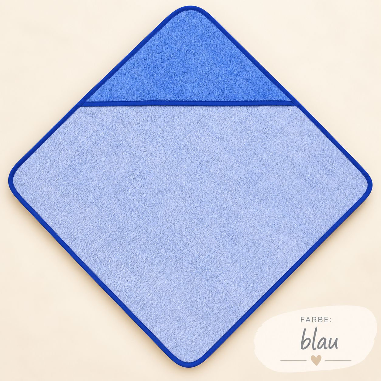 Kapuzenhandtuch komplett ausgebreitet in Variante blau